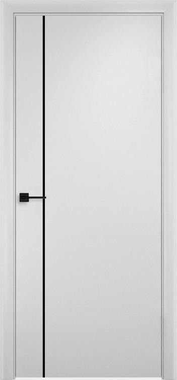 Дверь Монте 1 эмаль белый черный алюминиевый молдинг