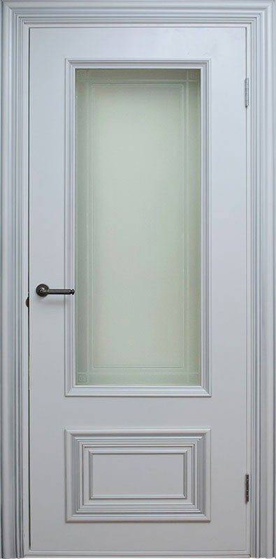 Дверь Аполо белая с серебром остекленная