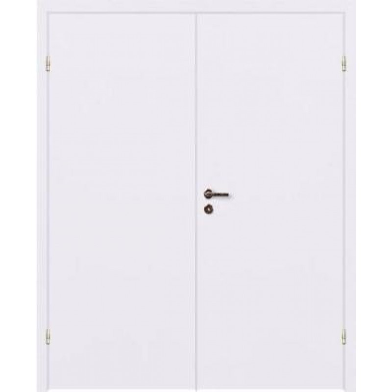 Дверь гладкая белая - двупольная 600+600/700+700/800+800/900+900 с алюм. нащельником м13,15